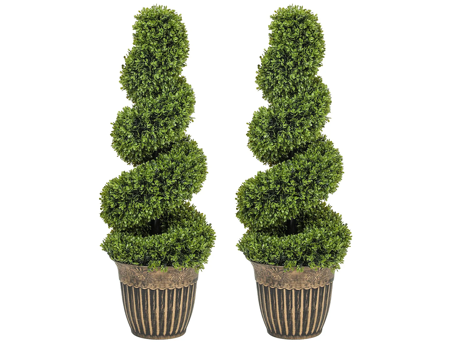 Faha Set of 2 Artificial Spiral Boxwood Topiary Trees in Pots 90cm