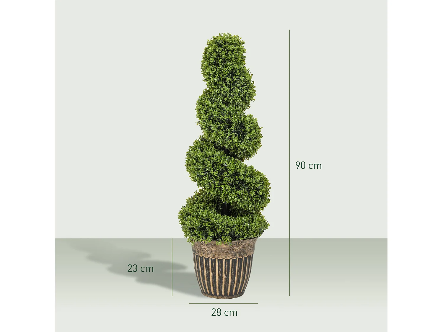 Faha Set of 2 Artificial Spiral Boxwood Topiary Trees in Pots 90cm
