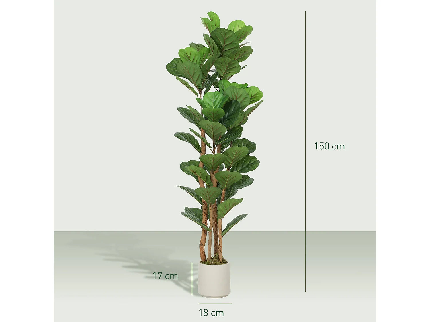 Toelna Artificial Fiddle Leaf Fig Tree 150cm Broad Green Leaves