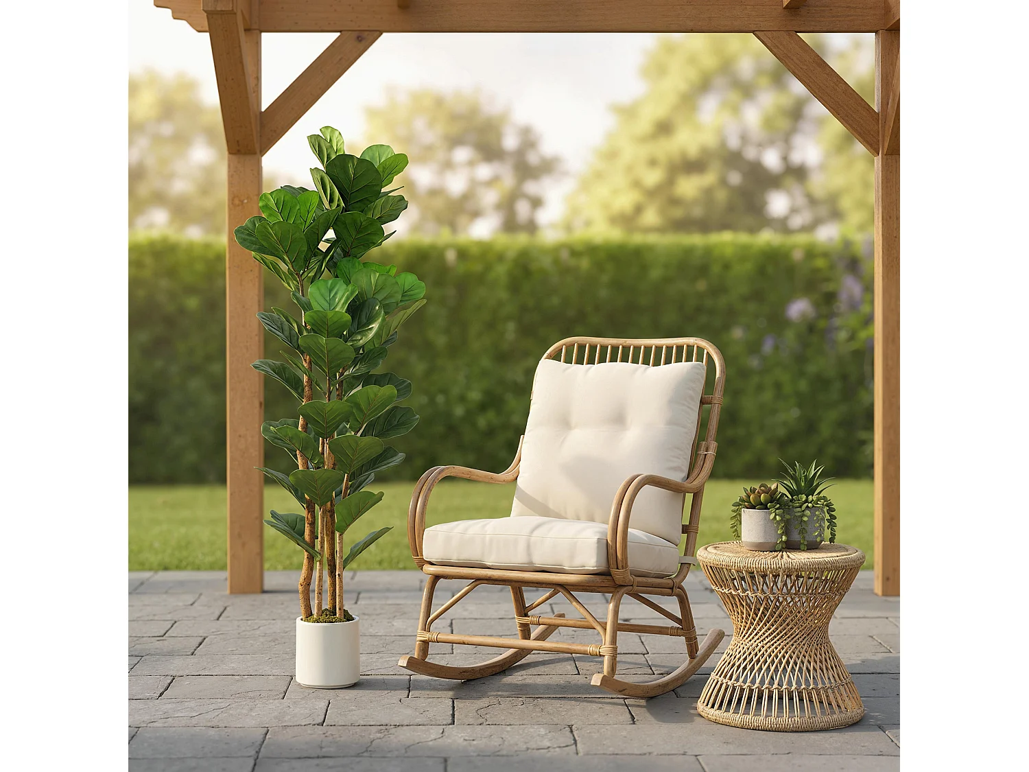 Toelna Artificial Fiddle Leaf Fig Tree 150cm Broad Green Leaves