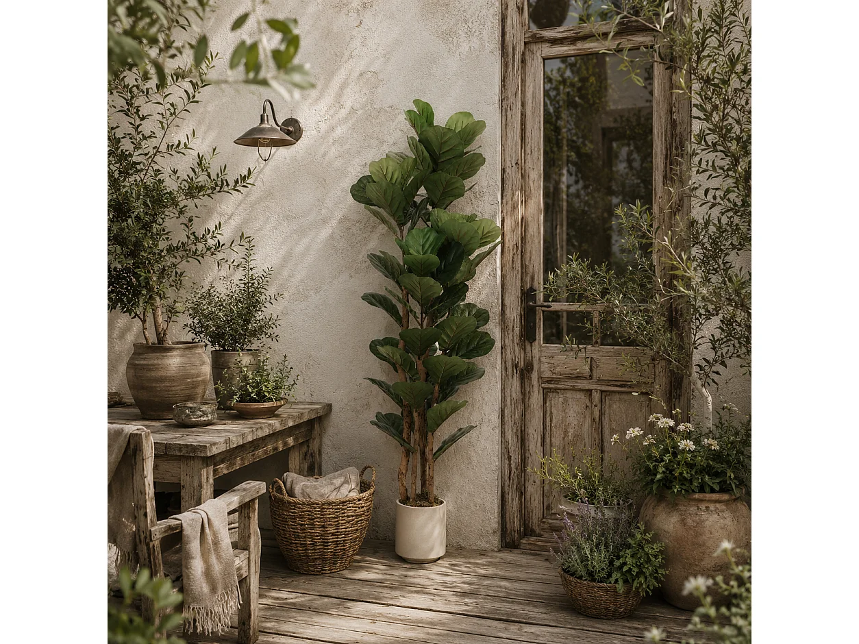 Toelna Artificial Fiddle Leaf Fig Tree 150cm Broad Green Leaves