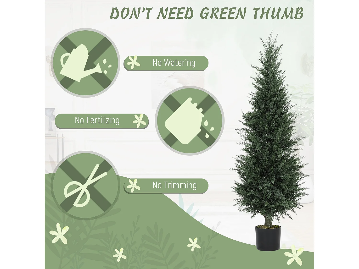 Set of 2 Artificial Cypress Trees 120cm Green