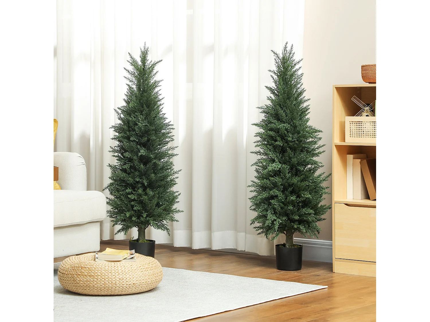 Set of 2 Artificial Cypress Trees 120cm Green