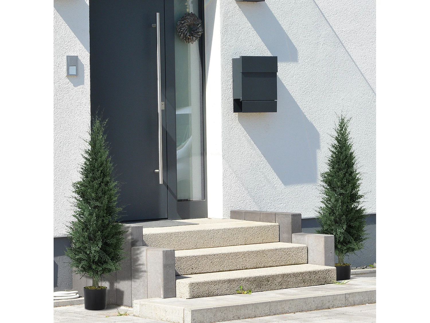 Set of 2 Artificial Cypress Trees 120cm Green