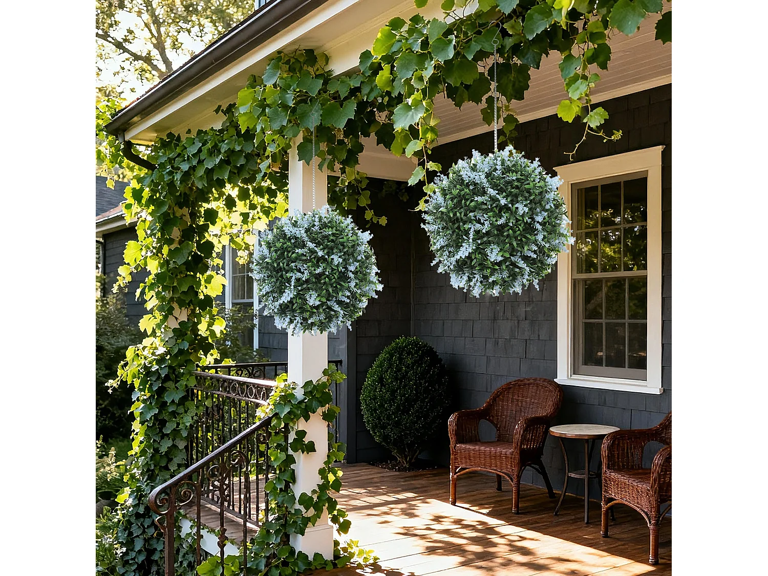 Maka Nosa Set of 2 UV Protected Blue Artificial Topiary Balls