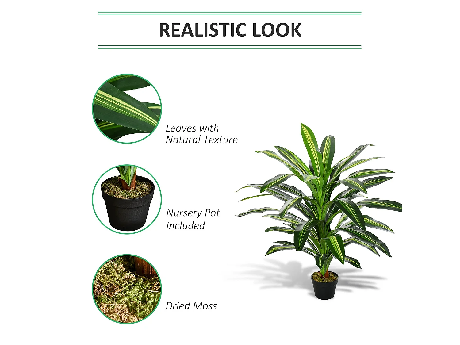 Pala Artificial Dracaena Indoor Plant 110cm in Decorative Pot