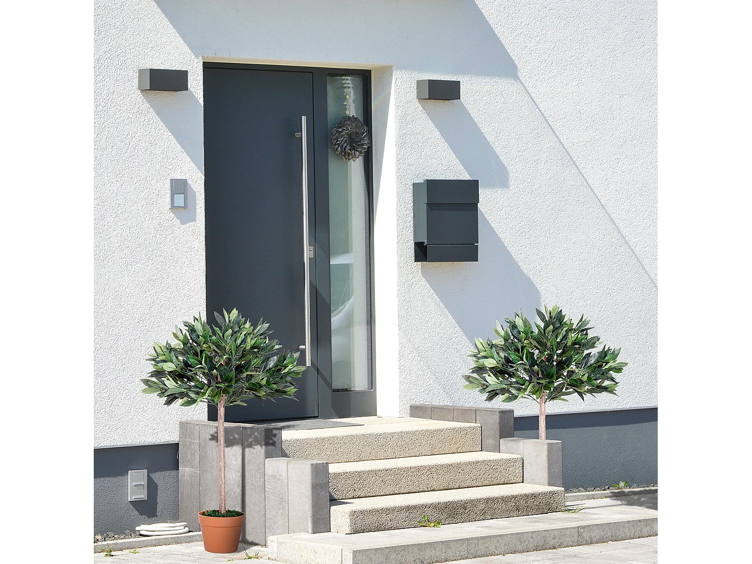 Miva Set of 2 Artificial Olive Trees with Orange Pots 104cm