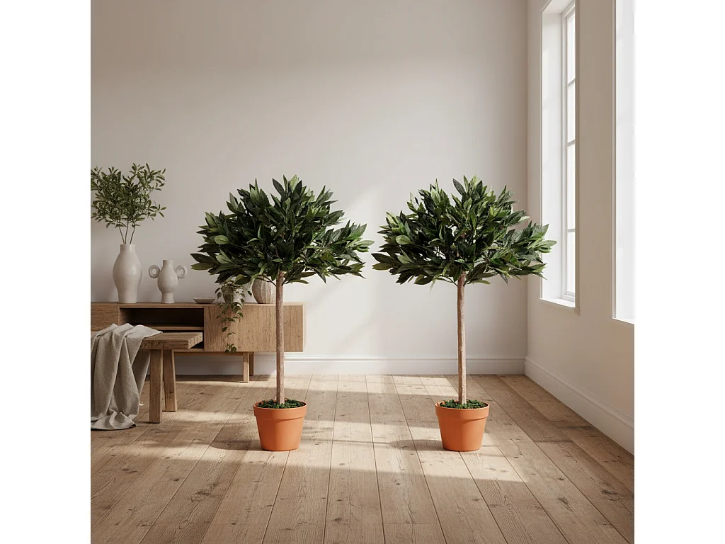 Miva Set of 2 Artificial Olive Trees with Orange Pots 104cm