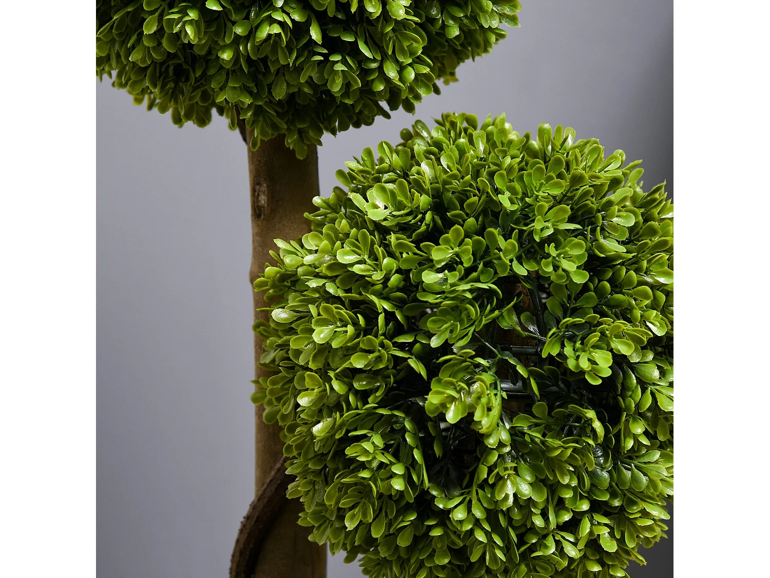 Sassafa Set of 2 Light Green Artificial Boxwood Ball Topiary Trees in Weighted Pots 90cm