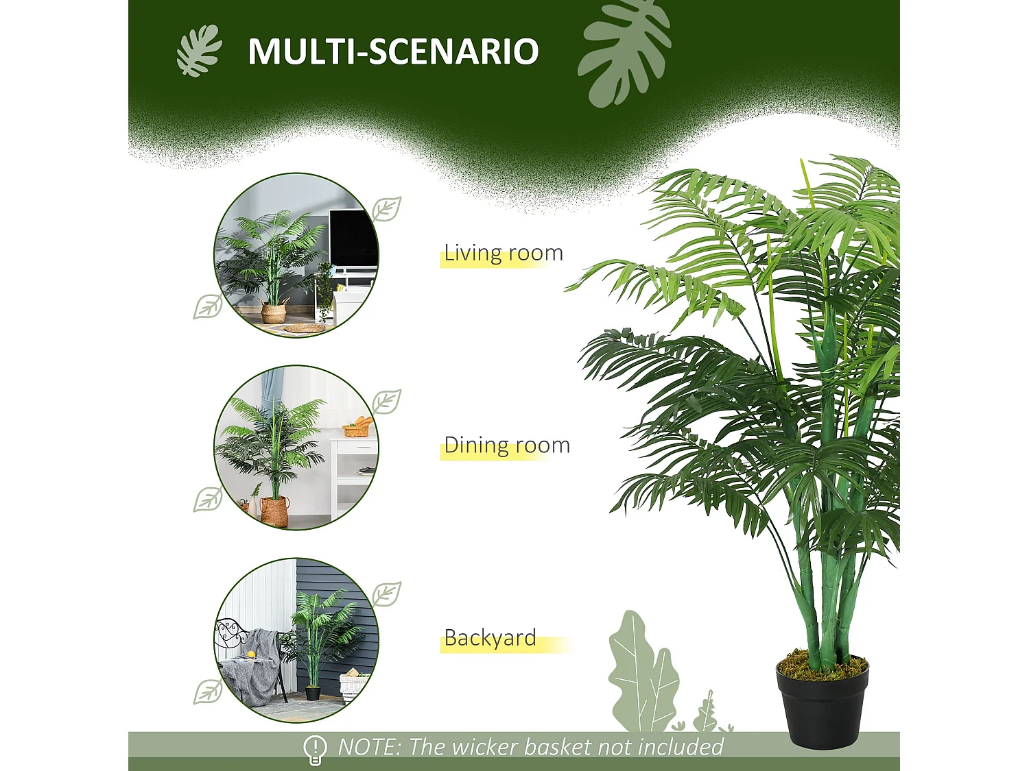 Dimi Keha Pair of Artificial Palm Trees in Pots 125cm