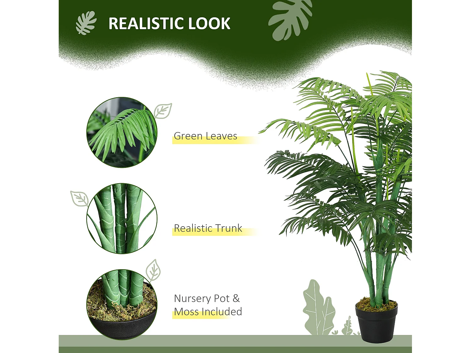 Dimi Keha Pair of Artificial Palm Trees in Pots 125cm