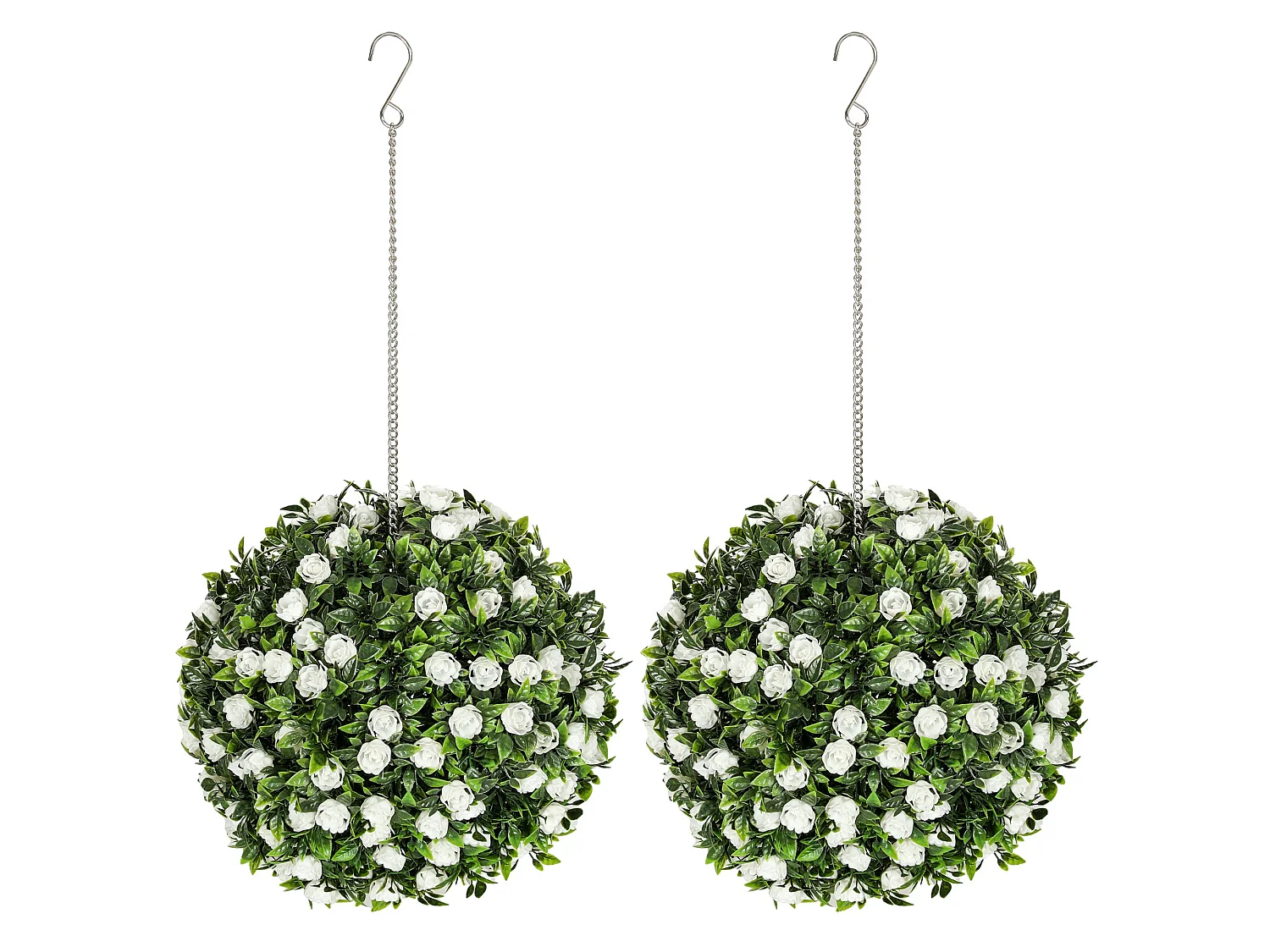 Lukaka Dino Set of 2 UV Resistant Artificial Rose Topiary Balls H8 28cm White