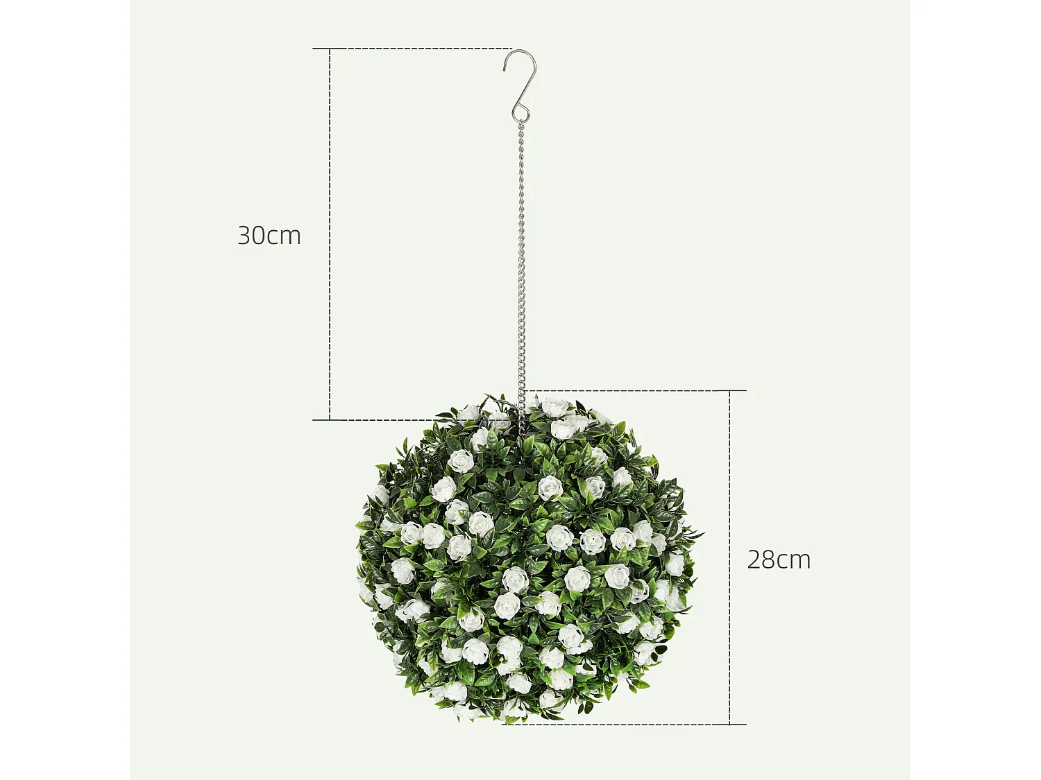 Lukaka Dino Set of 2 UV Resistant Artificial Rose Topiary Balls H8 28cm White
