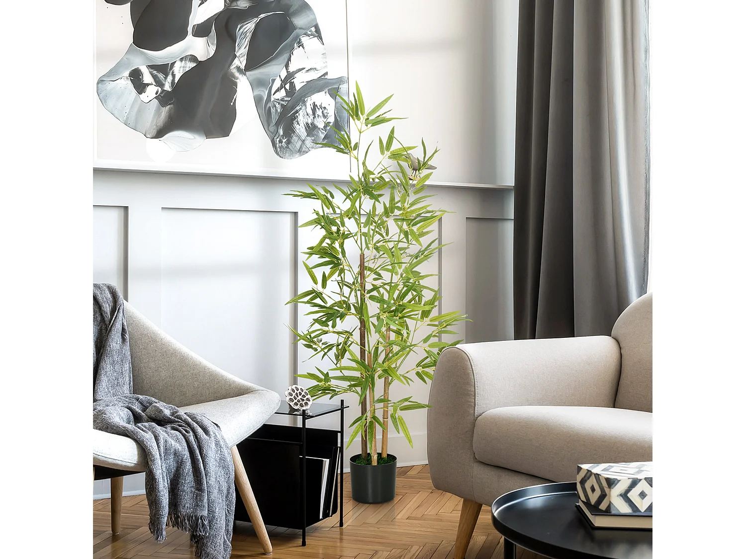 Hanvette Artificial Bamboo Tree in Pot 120cm Maintenance Free Green Decor