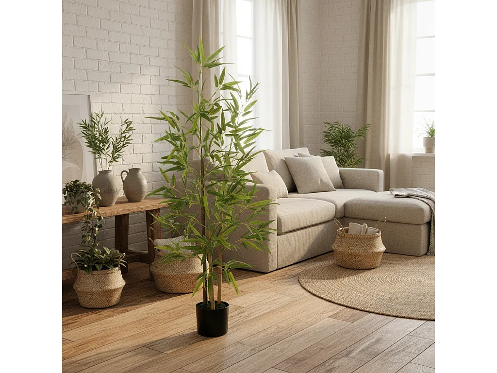 Hanvette Artificial Bamboo Tree in Pot 120cm Maintenance Free Green Decor