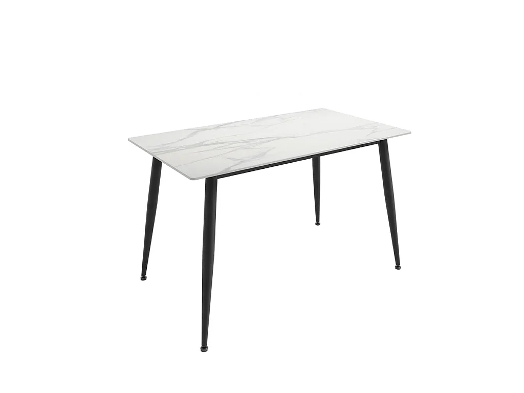 Bramblewood 4 Seater Marble Effect Dining Set Rectangular Table with 4 Grey Chenille Chairs