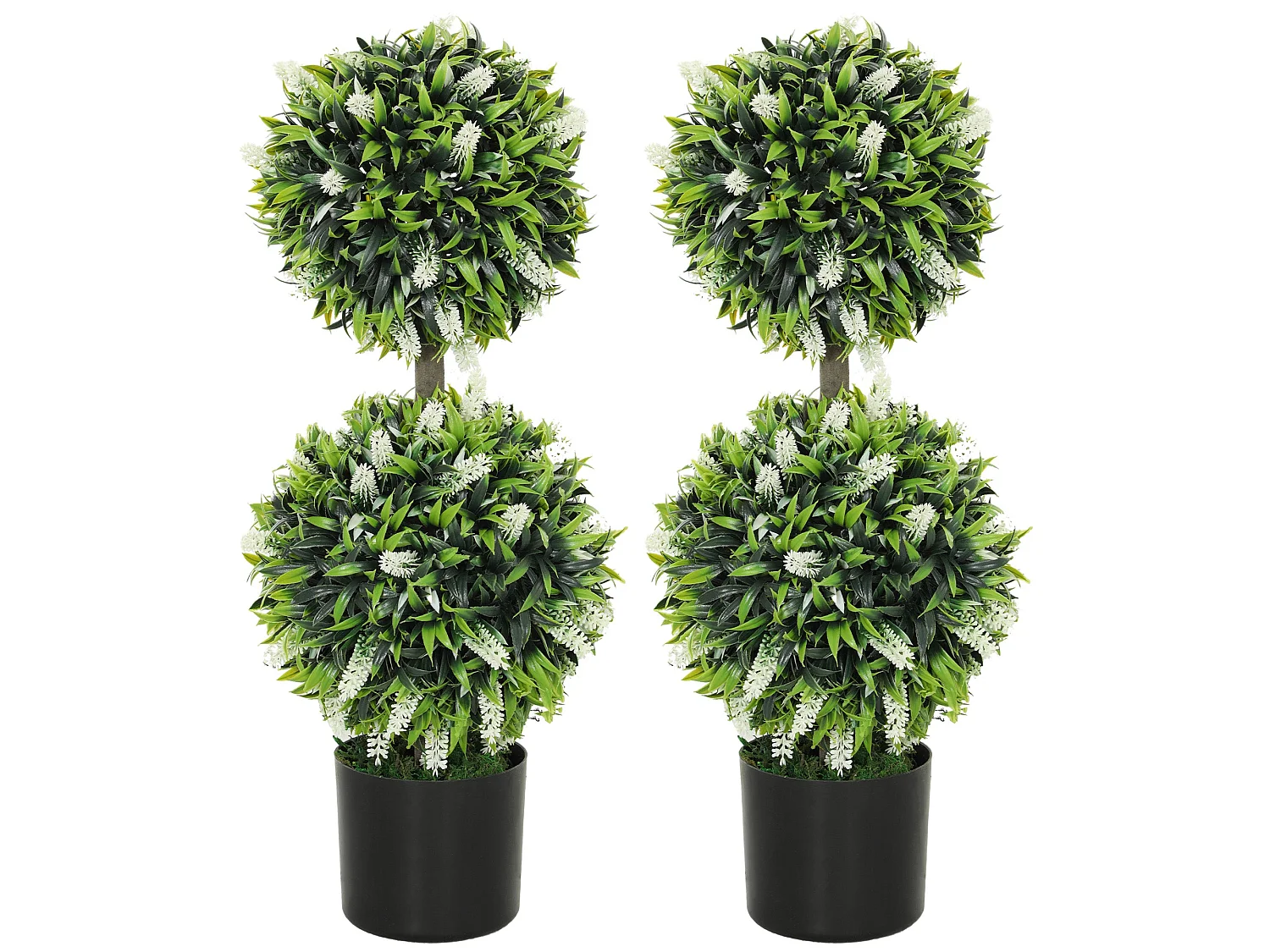 Kelola Set of 2 Artificial Lavender Ball Trees in Pots 70cm White