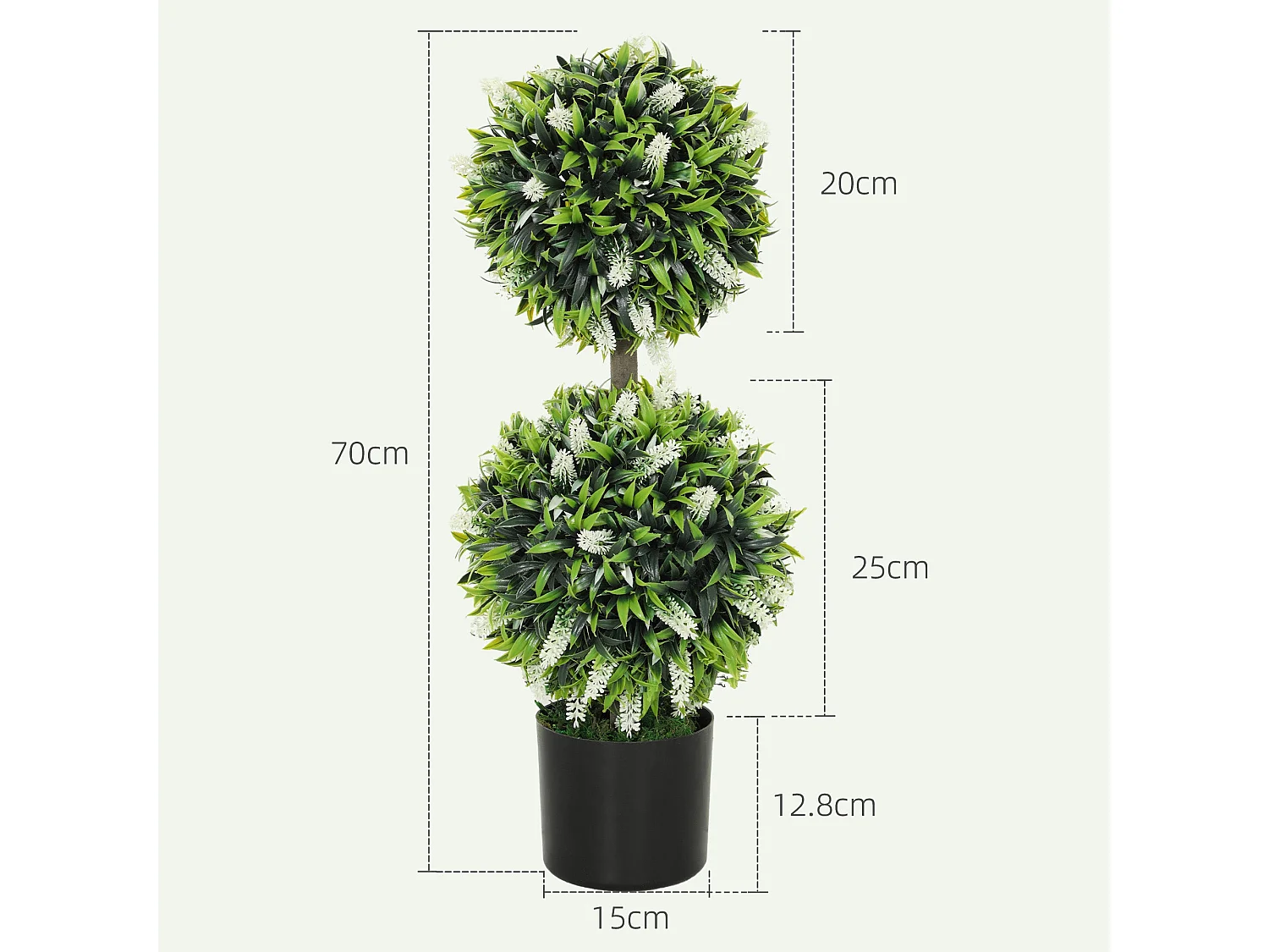 Kelola Set of 2 Artificial Lavender Ball Trees in Pots 70cm White