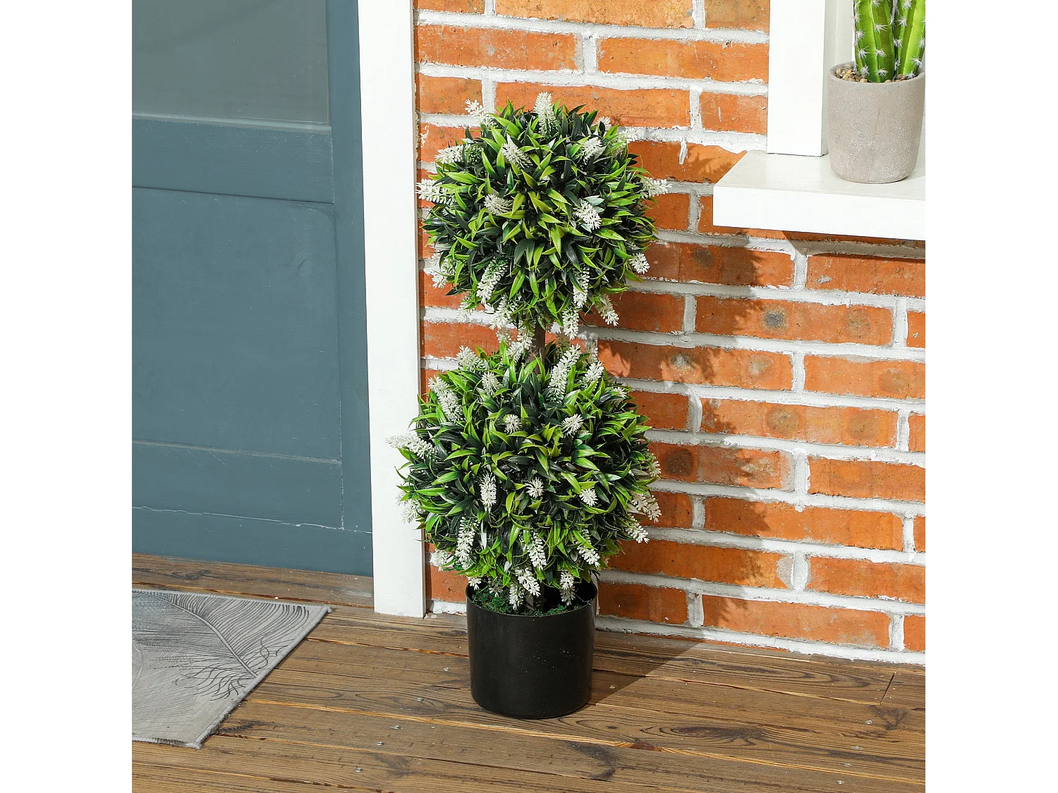 Kelola Set of 2 Artificial Lavender Ball Trees in Pots 70cm White