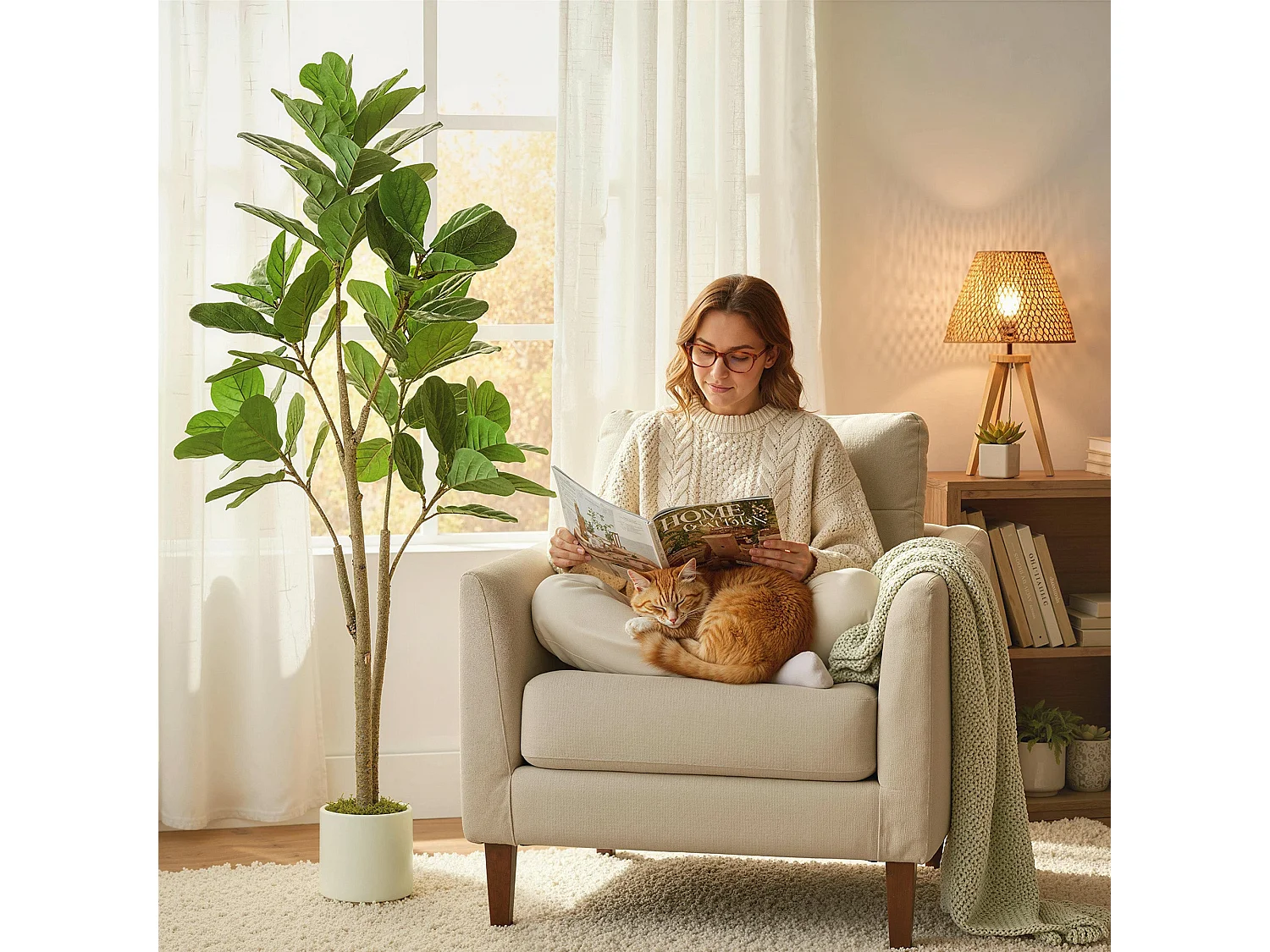Laha Artificial Ficus Style Indoor Tree 150cm Green