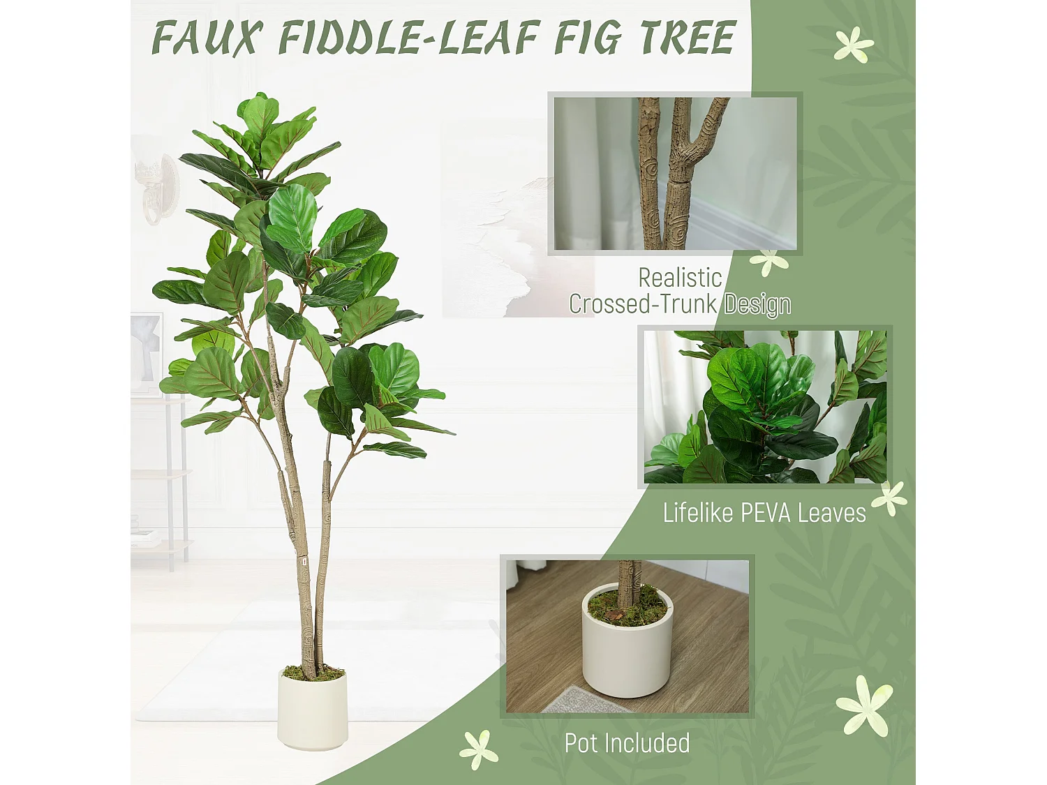 Laha Artificial Ficus Style Indoor Tree 150cm Green