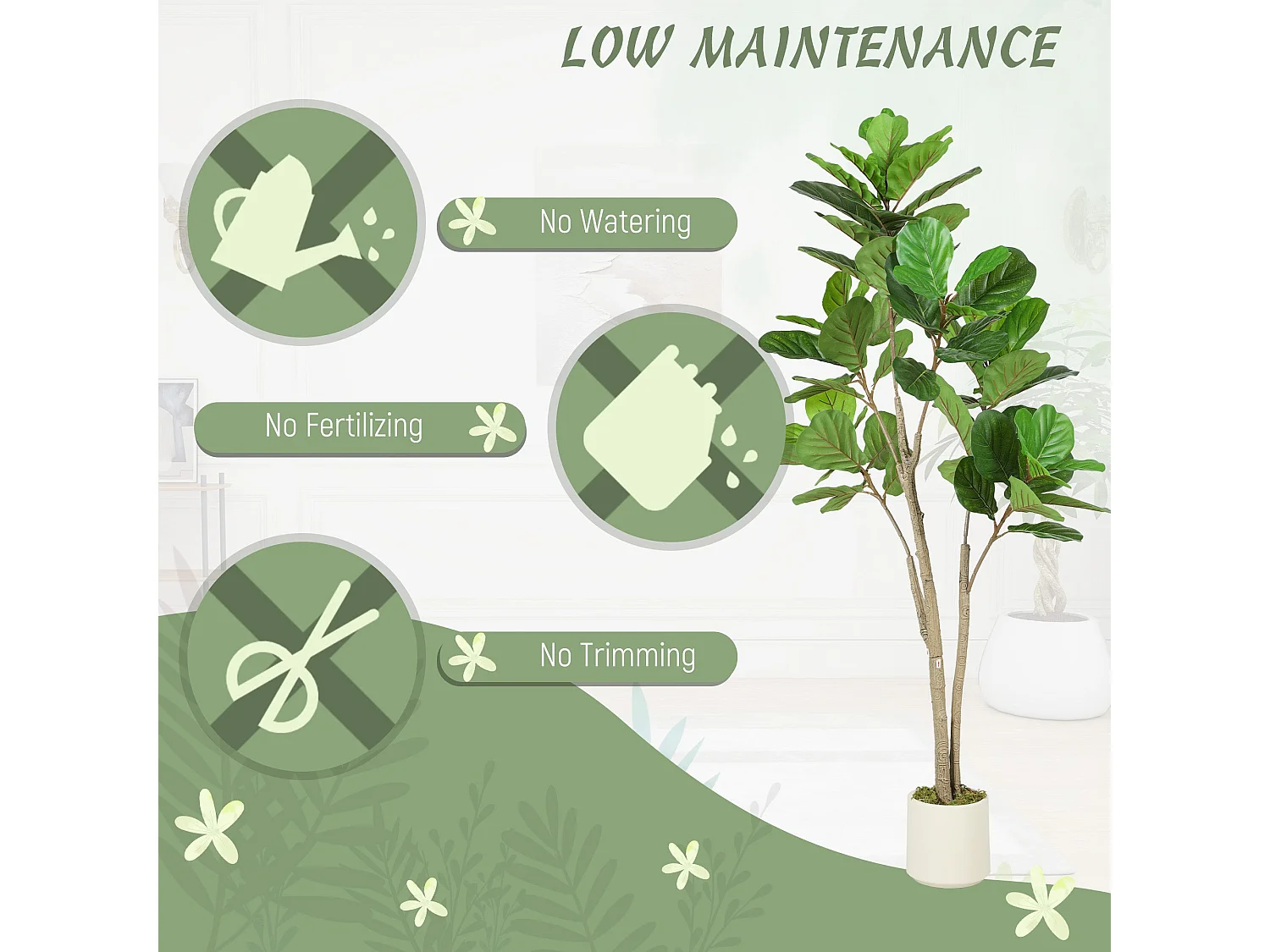 Laha Artificial Ficus Style Indoor Tree 150cm Green