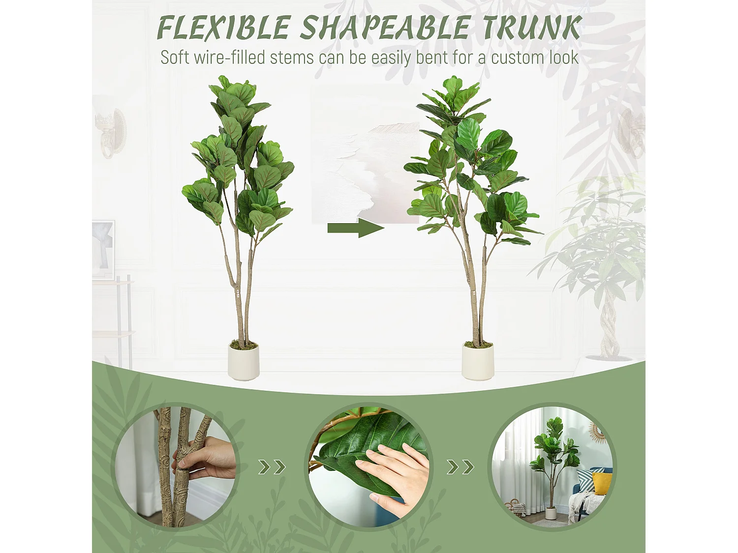 Laha Artificial Ficus Style Indoor Tree 150cm Green