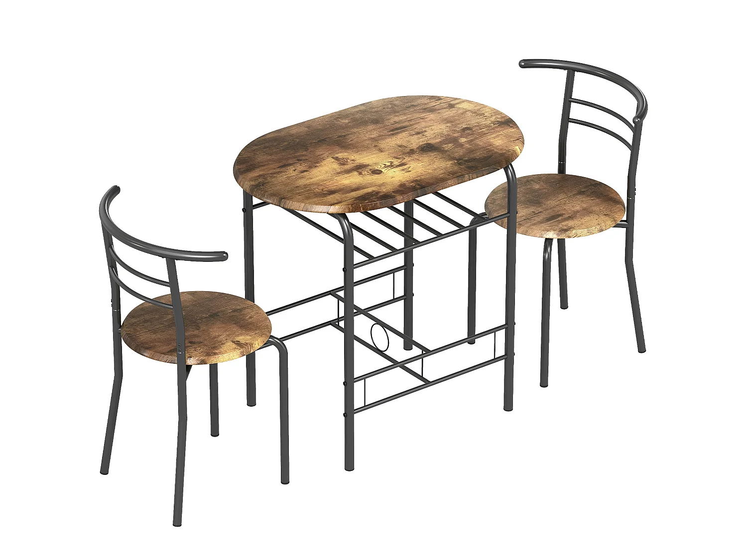 Vespa Rustic Brown 3 Piece Compact Dining Set Table and 2 Chairs