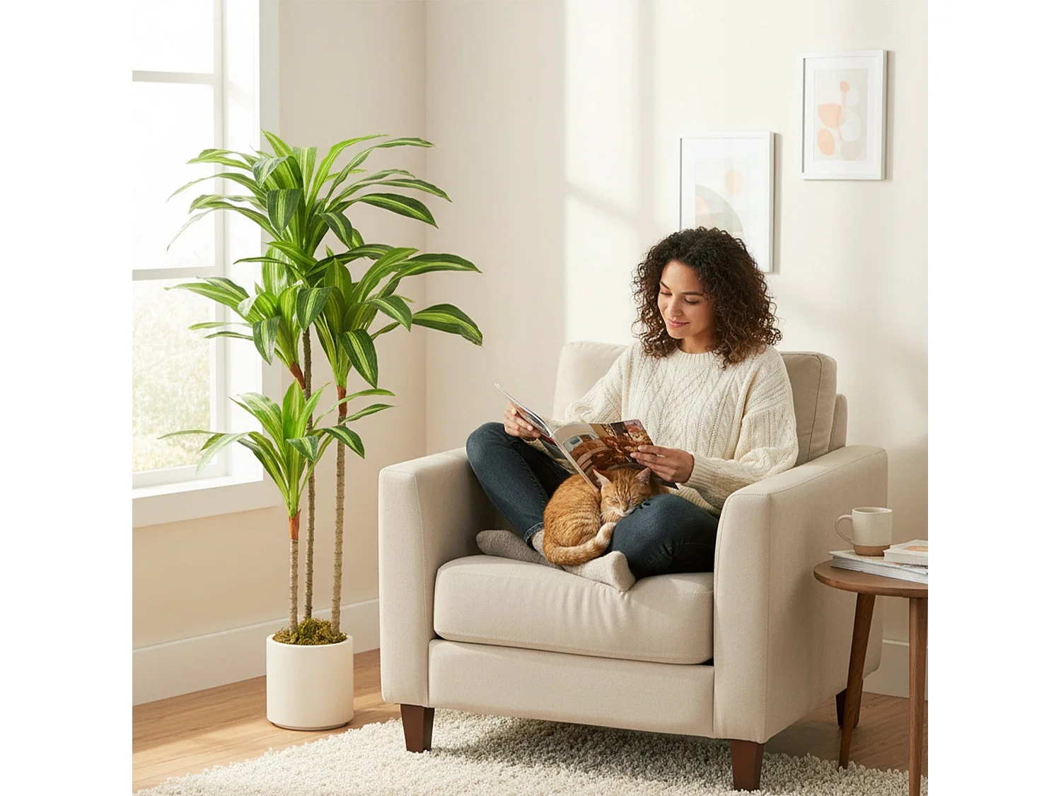 Mivi Artificial Dracaena Tree 120cm Flexible Trunks Green