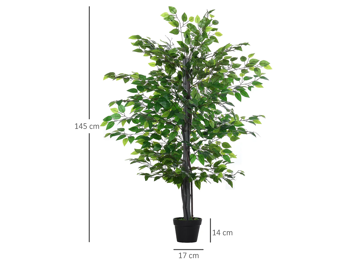 Nito Artificial Banyan Style Tree 145cm Purple and White Flowers Decorative Pot