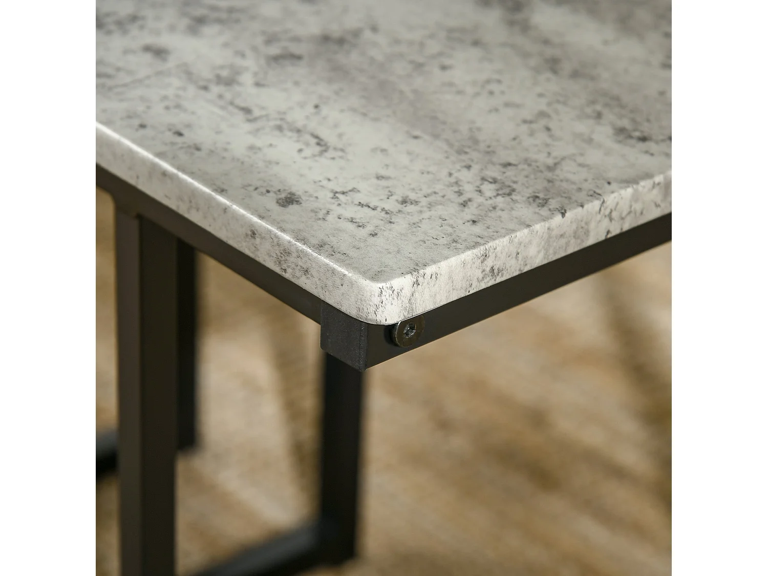 Suroso 4 Piece Concrete Effect Grey Dining Table and Bench Set