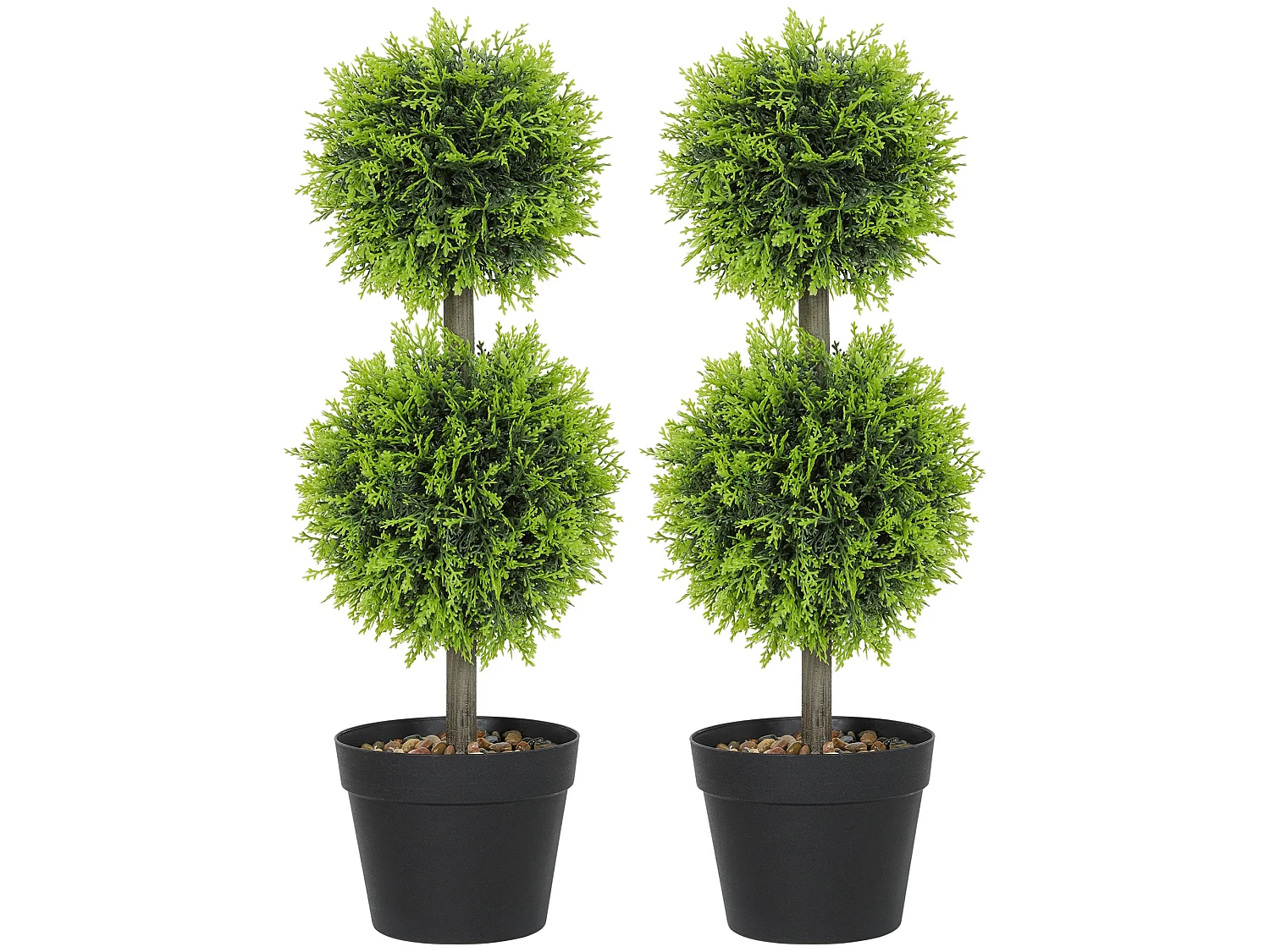Leka Fadi Set of 2 Artificial Boxwood Double Ball Topiary Trees 60cm