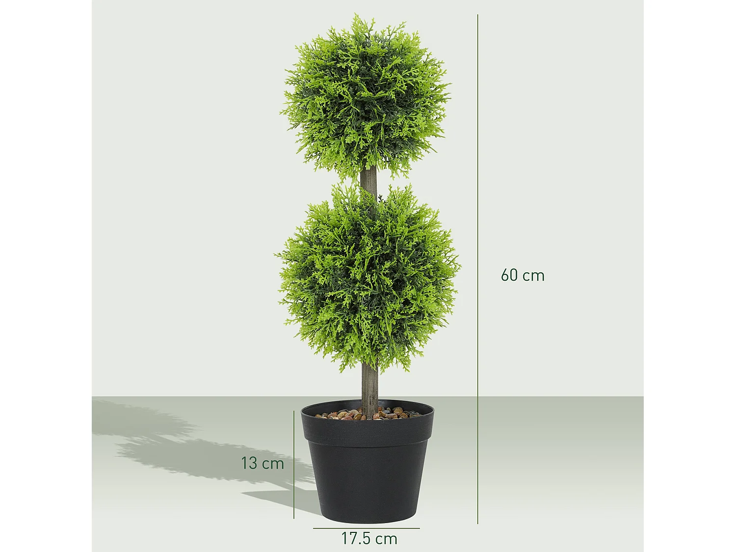 Leka Fadi Set of 2 Artificial Boxwood Double Ball Topiary Trees 60cm