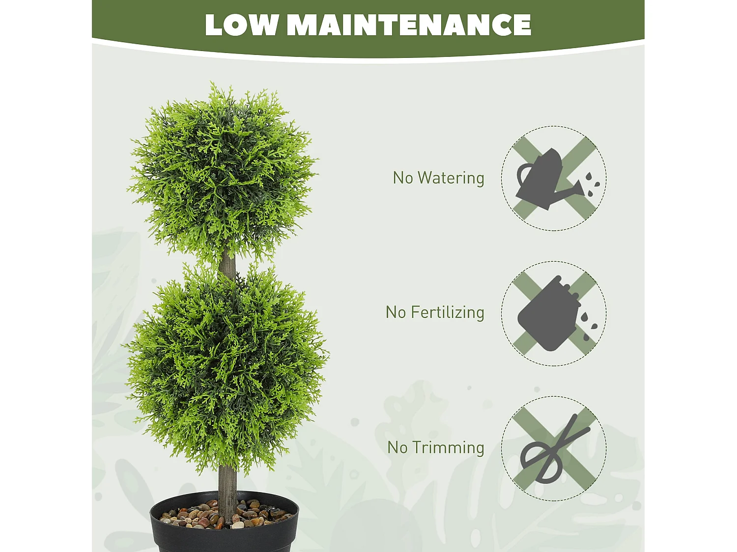 Leka Fadi Set of 2 Artificial Boxwood Double Ball Topiary Trees 60cm