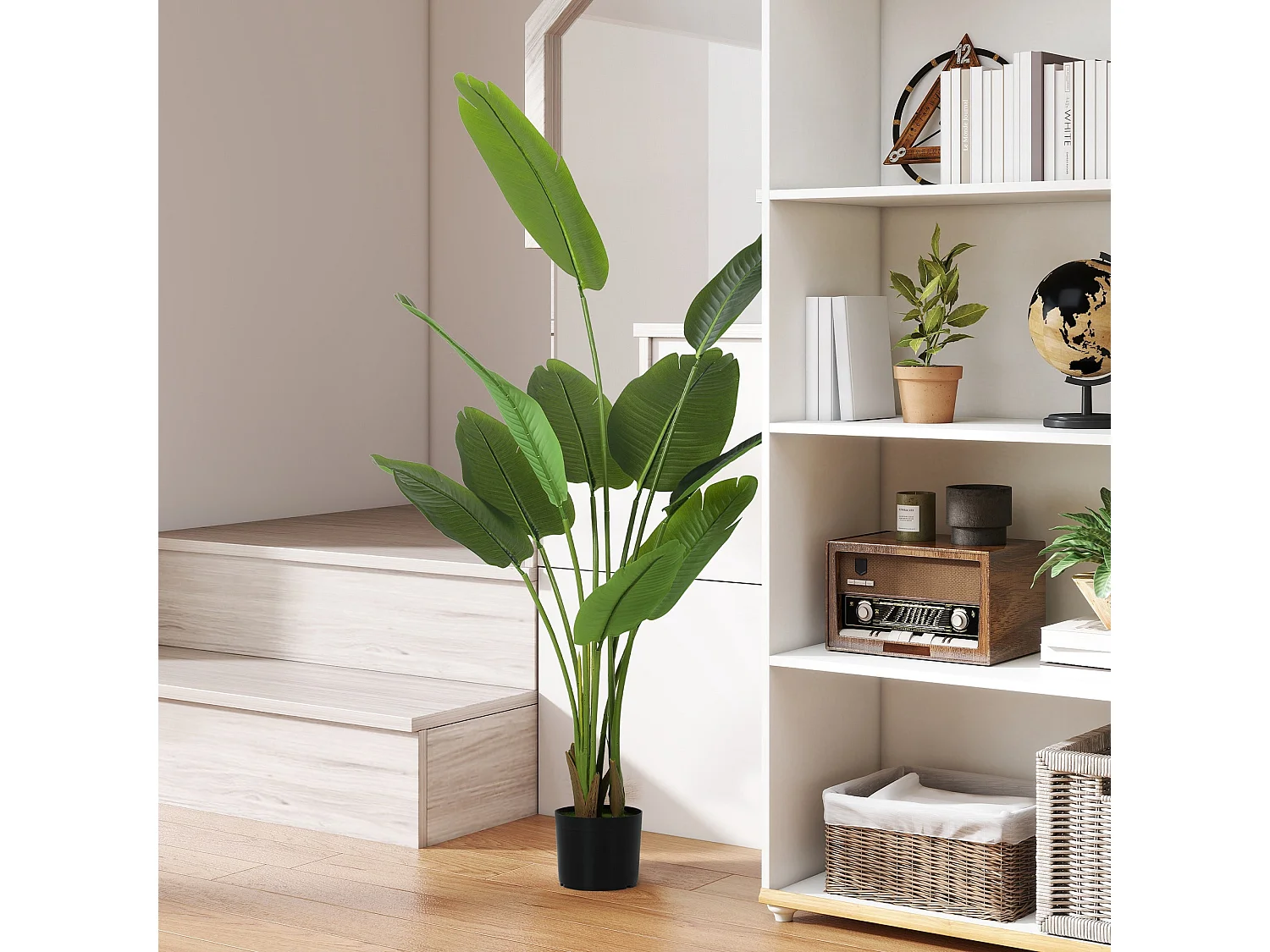 Nozizi 160cm Tall Artificial Bird of Paradise Plant with Sculpted Foliage in Weighted Pot Green