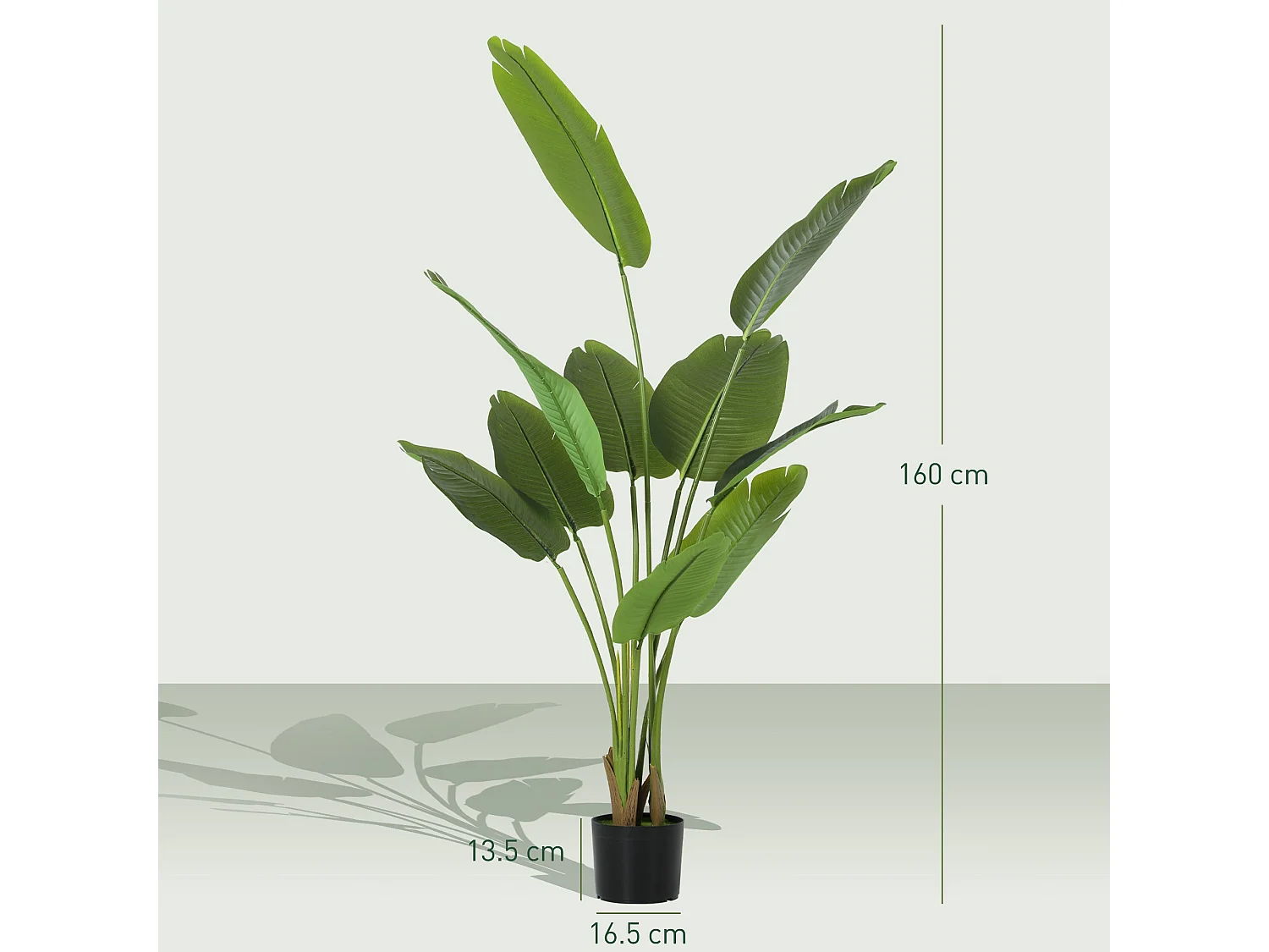 Nozizi 160cm Tall Artificial Bird of Paradise Plant with Sculpted Foliage in Weighted Pot Green