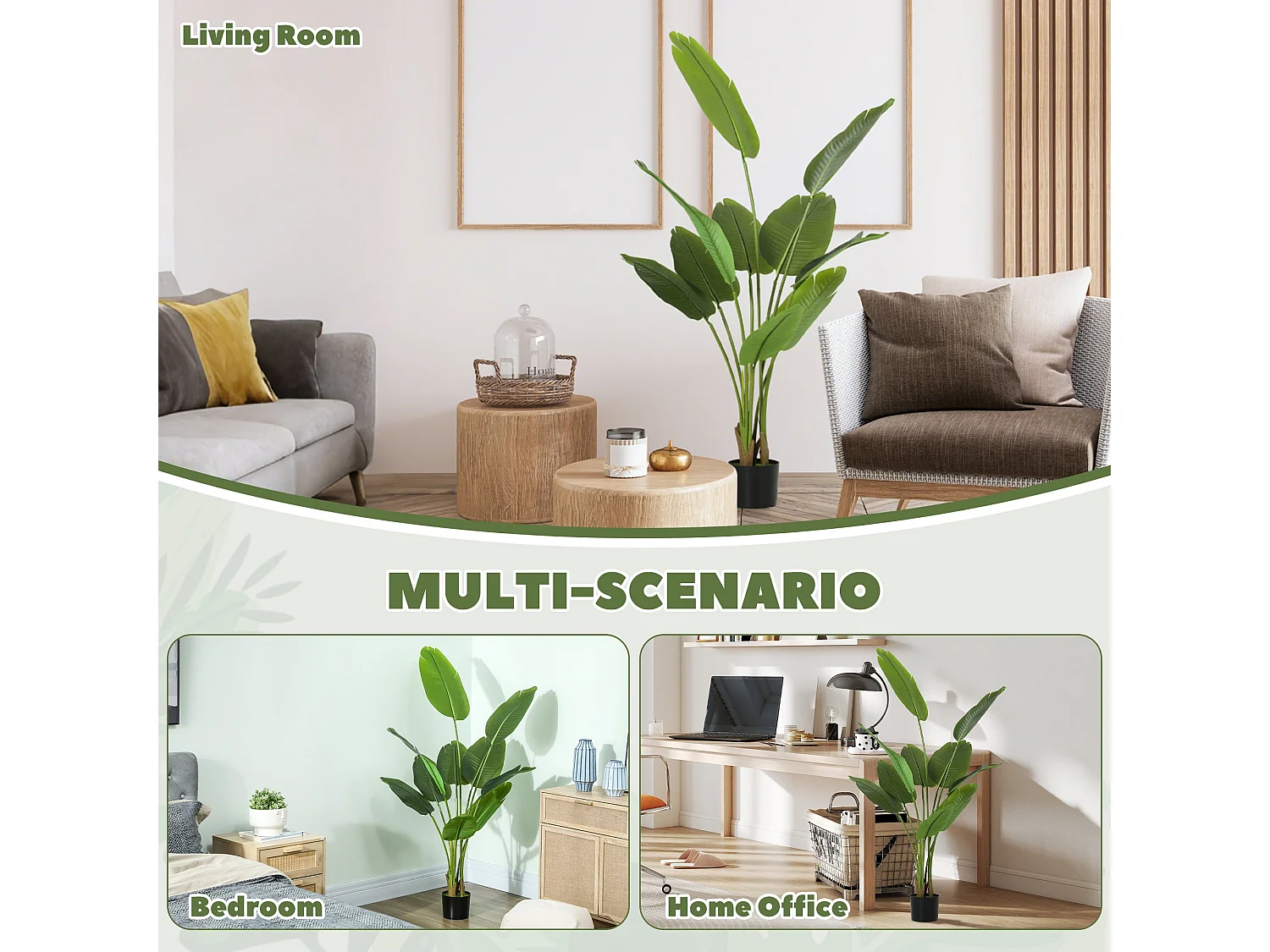 Nozizi 160cm Tall Artificial Bird of Paradise Plant with Sculpted Foliage in Weighted Pot Green