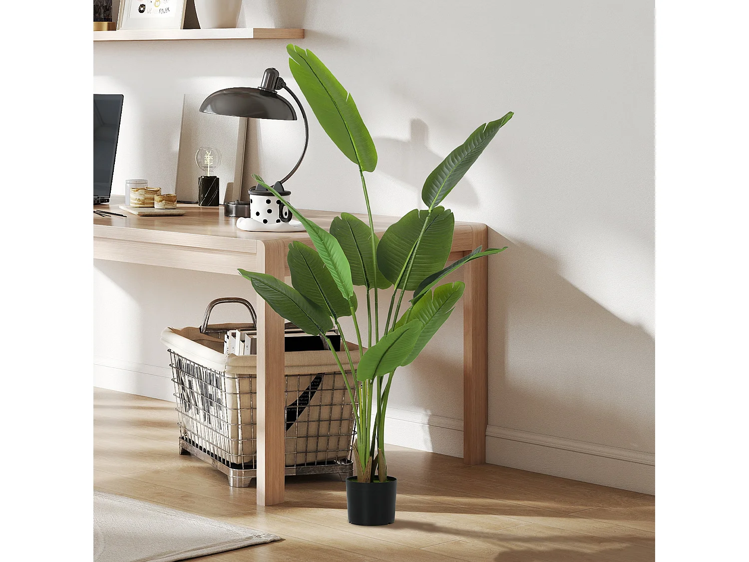 Nozizi 160cm Tall Artificial Bird of Paradise Plant with Sculpted Foliage in Weighted Pot Green