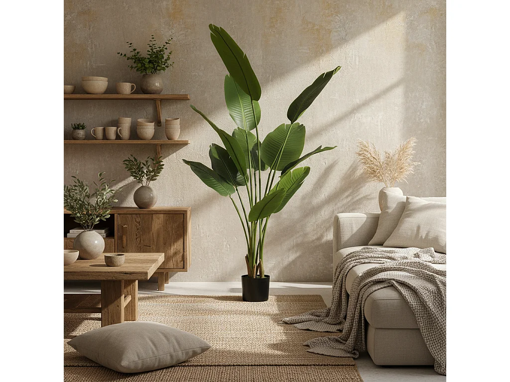 Nozizi 160cm Tall Artificial Bird of Paradise Plant with Sculpted Foliage in Weighted Pot Green
