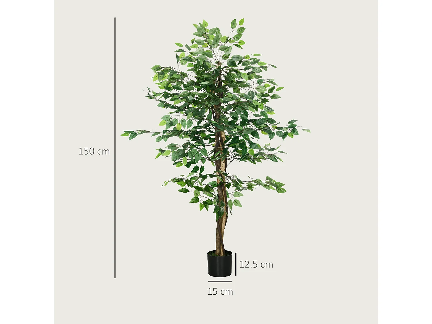 Larane Artificial Ficus Tree 150cm with Stabilised Pot Base Realistic Green Finish