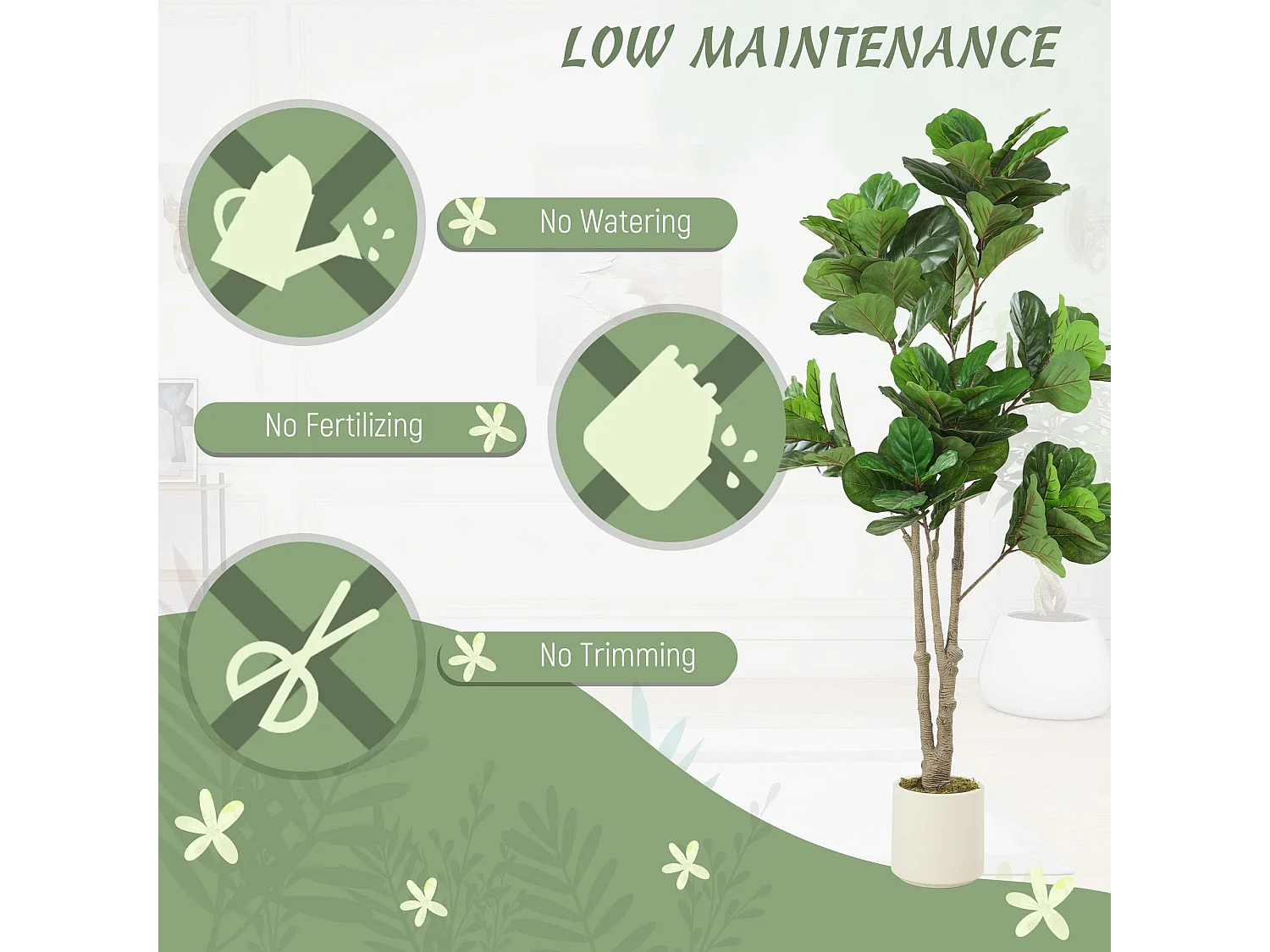Pararale Artificial Fiddle Leaf Fig Tree 180cm Broad Green Leaves