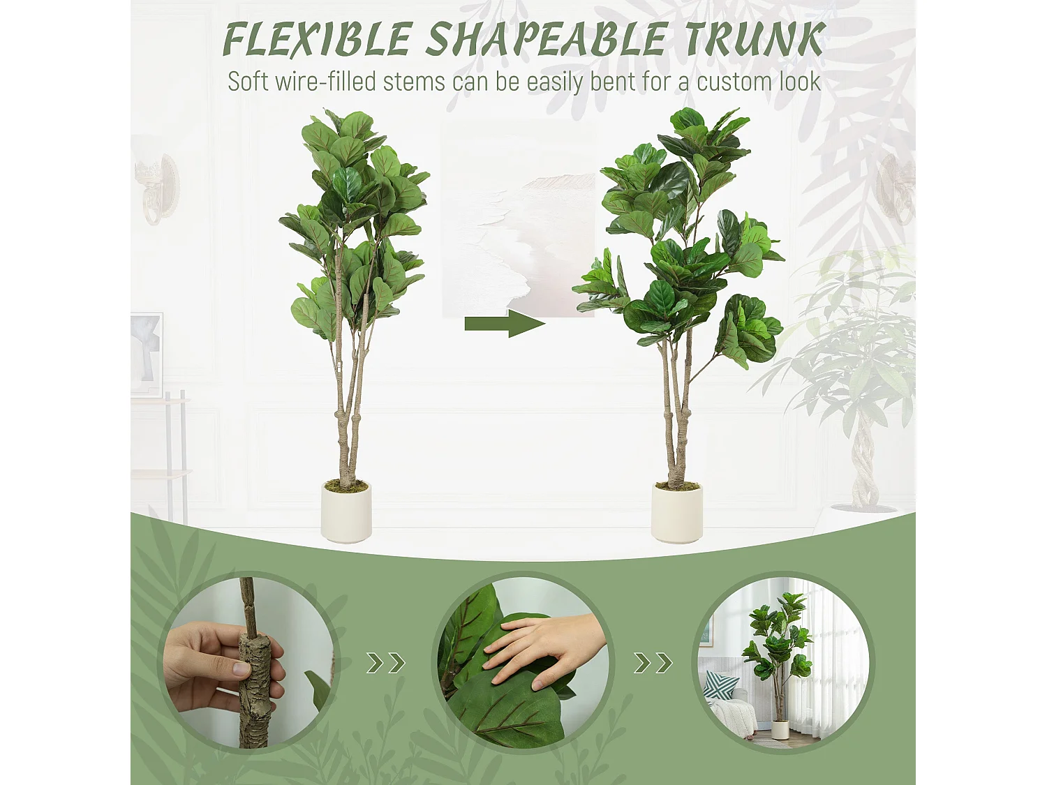 Pararale Artificial Fiddle Leaf Fig Tree 180cm Broad Green Leaves