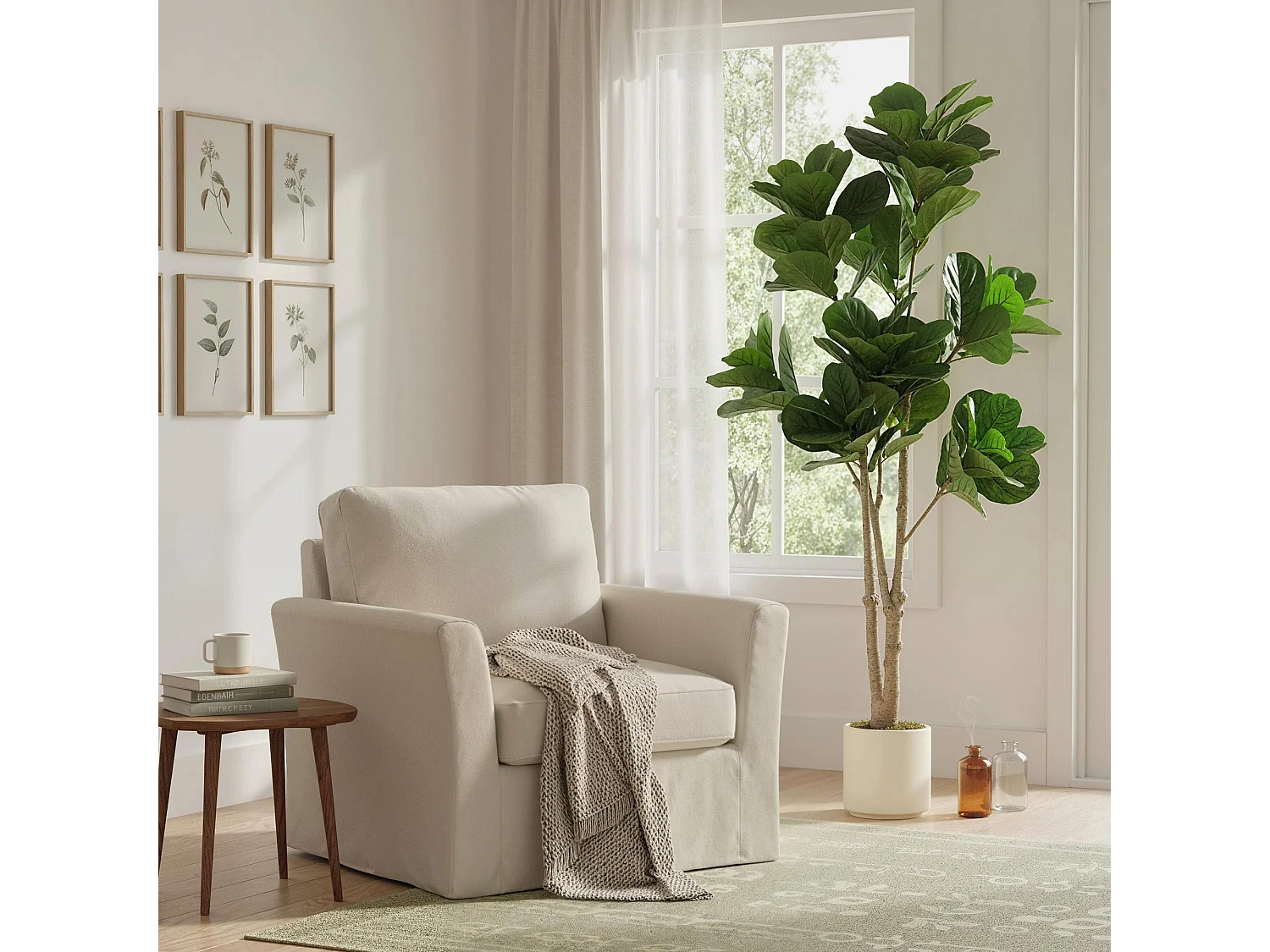 Pararale Artificial Fiddle Leaf Fig Tree 180cm Broad Green Leaves