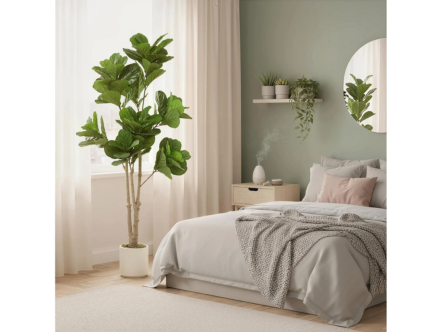 Pararale Artificial Fiddle Leaf Fig Tree 180cm Broad Green Leaves