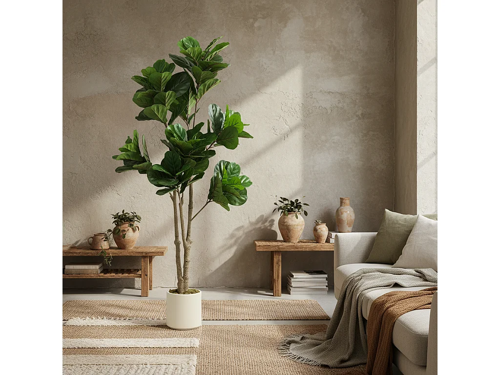 Pararale Artificial Fiddle Leaf Fig Tree 180cm Broad Green Leaves