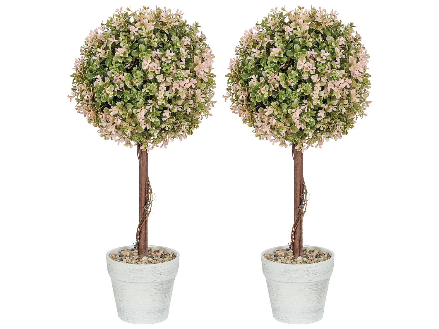 Lovea Set of 2 Artificial Murraya Flower Plants in Pots 60cm Cream White