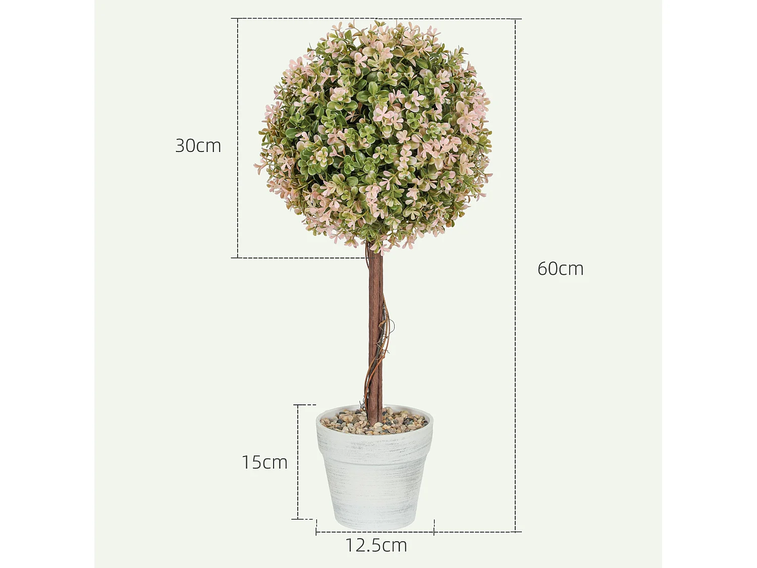 Lovea Set of 2 Artificial Murraya Flower Plants in Pots 60cm Cream White