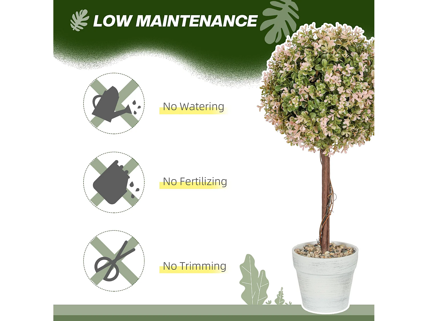 Lovea Set of 2 Artificial Murraya Flower Plants in Pots 60cm Cream White