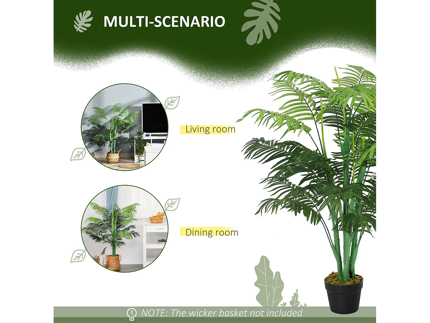 Vavi Artificial Palm Tree in Nursery Pot for Home and Office Styling