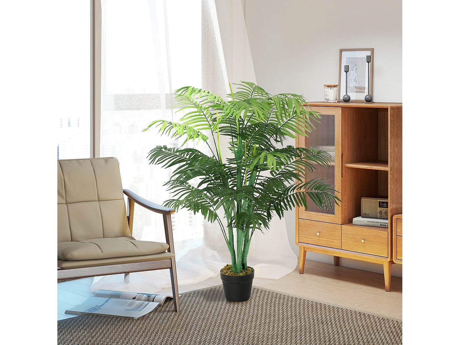 Vavi Artificial Palm Tree in Nursery Pot for Home and Office Styling
